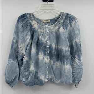 Lucky Brand Tie Dye Peasant Blouse Size Small